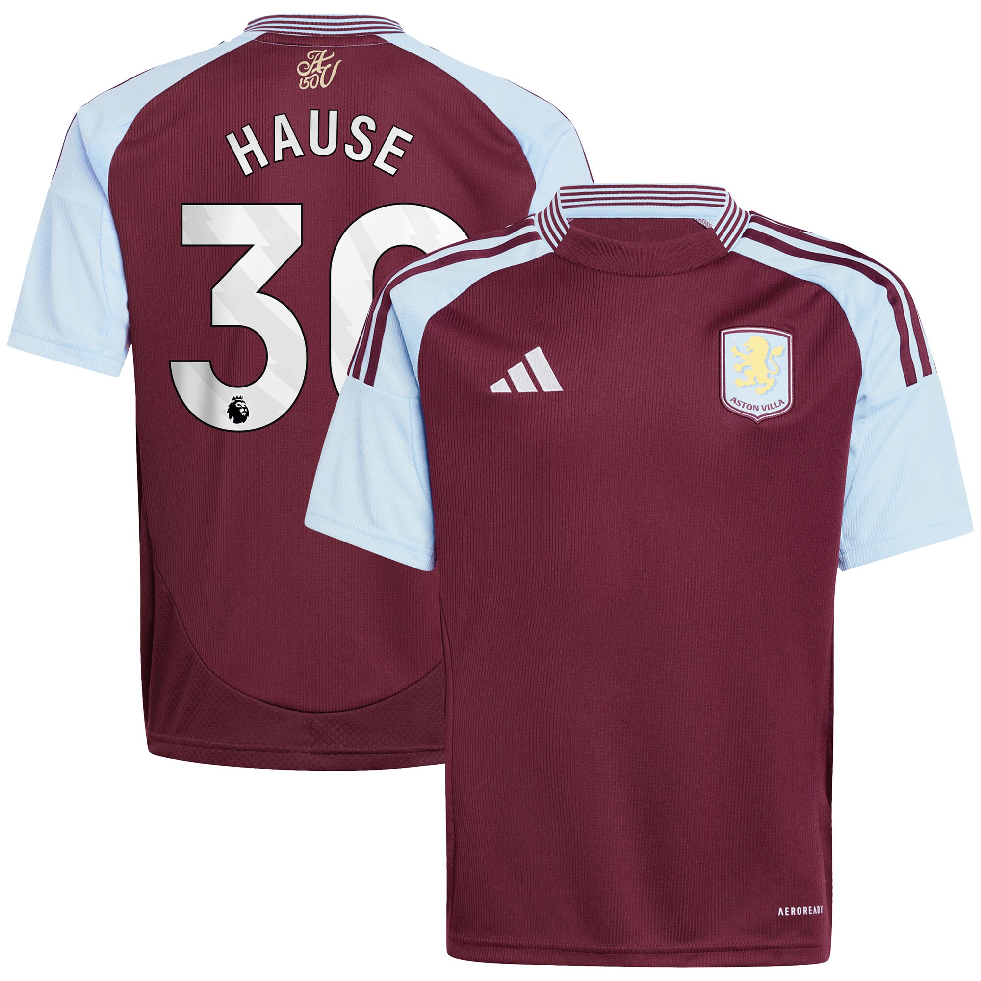 aston villa adidas home shirt 2024-25 – kids with hause 30 printing Collection | Authentic Aston Villa Shirts