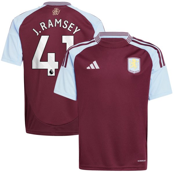aston villa adidas home shirt 2024-25 – kids with j. ramsey 41 printing Collection | Authentic Aston Villa Shirts