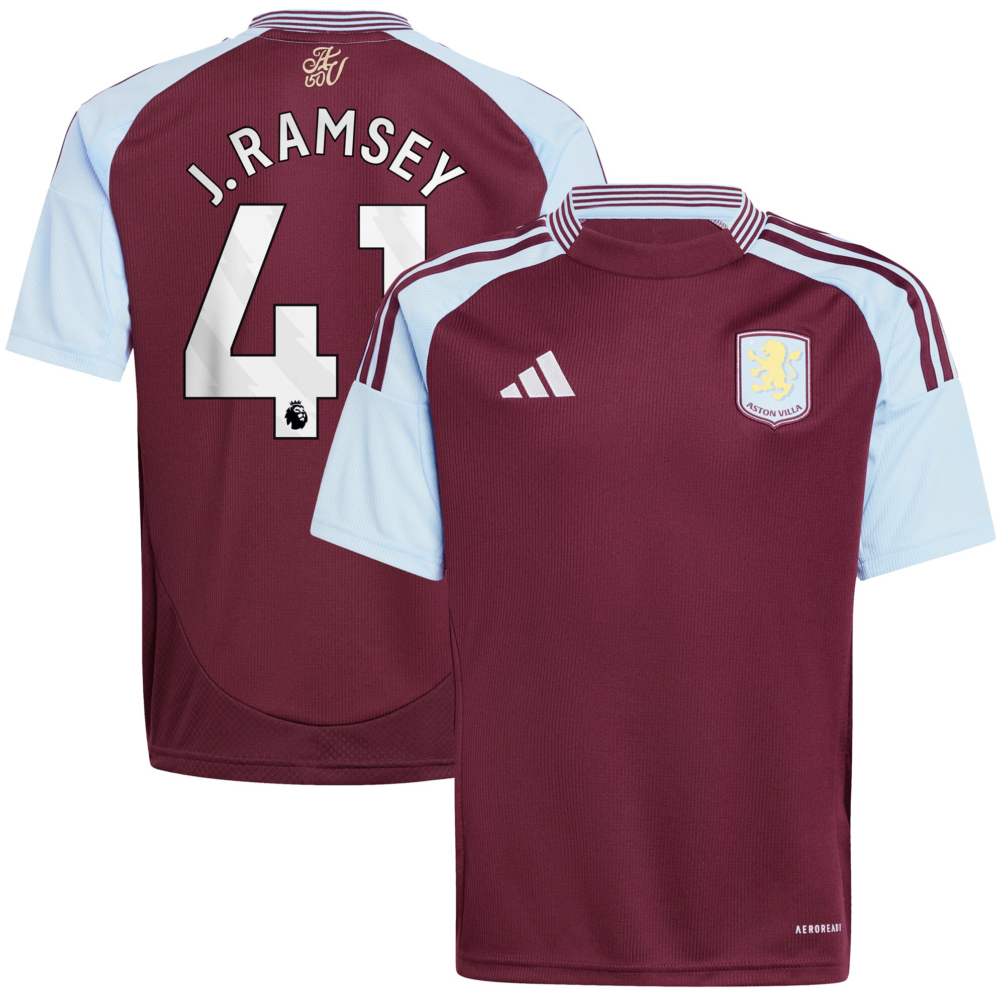 aston villa adidas home shirt 2024-25 – kids with j. ramsey 41 printing Collection | Authentic Aston Villa Shirts