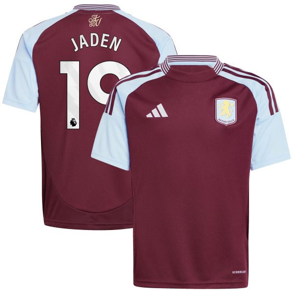 aston villa adidas home shirt 2024-25 – kids with jaden 19 printing Collection | Authentic Aston Villa Shirts