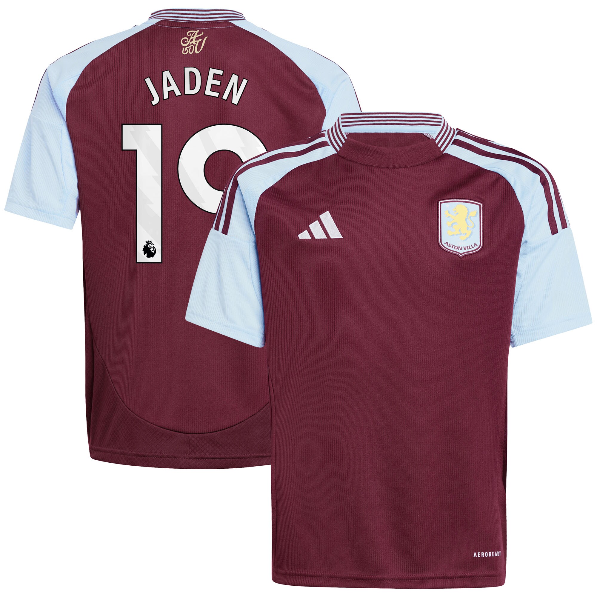 aston villa adidas home shirt 2024-25 – kids with jaden 19 printing Collection | Authentic Aston Villa Shirts