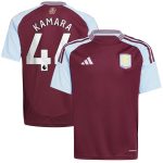aston villa adidas home shirt 2024-25 – kids with kamara 44 printing Collection | Authentic Aston Villa Shirts