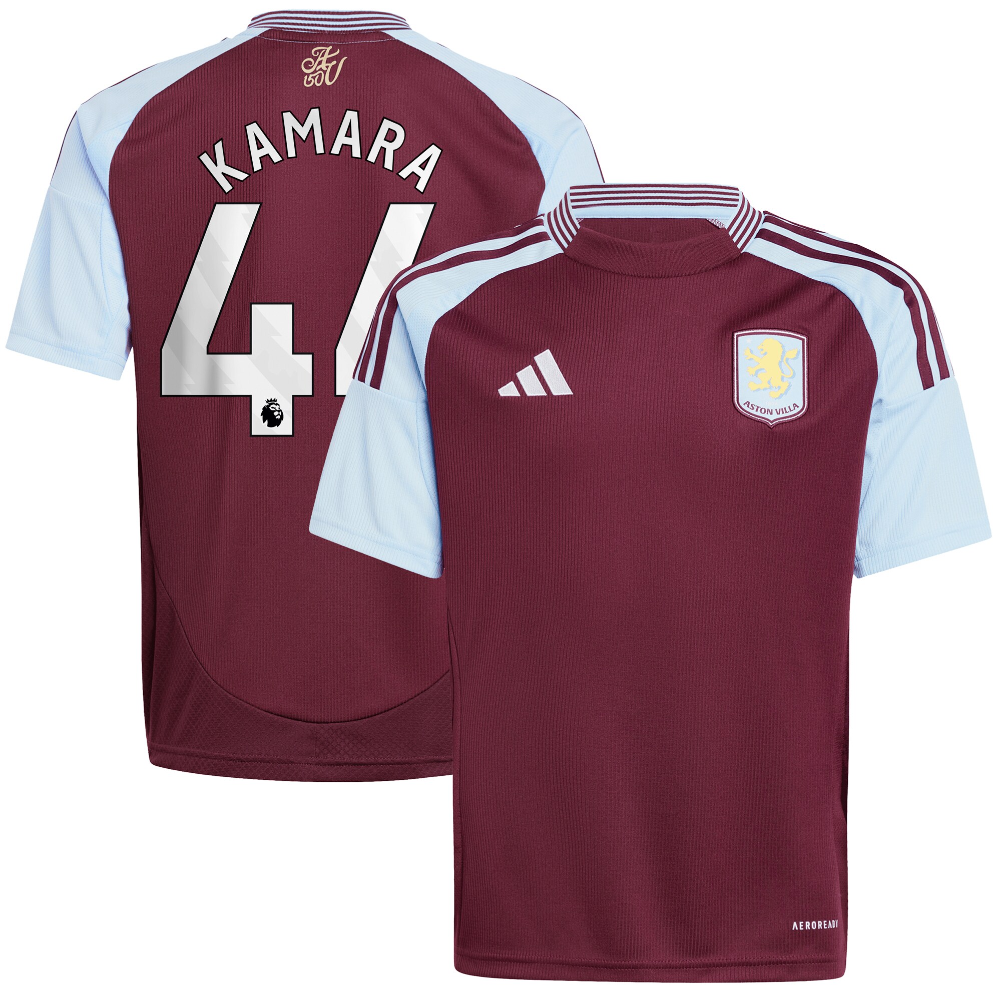 aston villa adidas home shirt 2024-25 – kids with kamara 44 printing Collection | Authentic Aston Villa Shirts