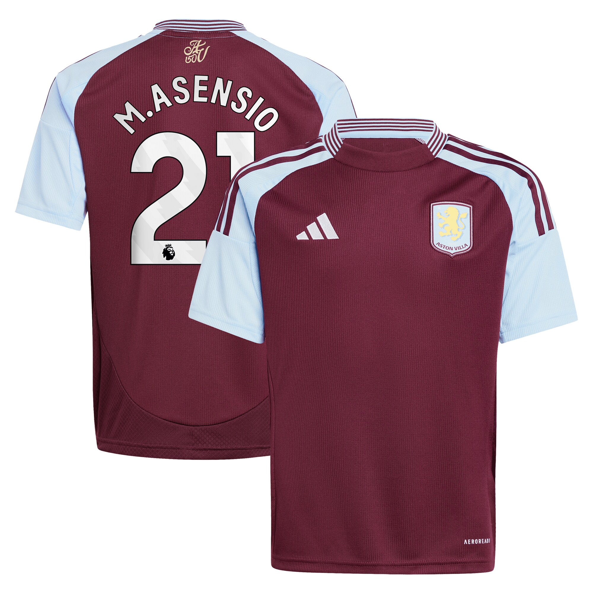 aston villa adidas home shirt 2024-25 – kids with m.asensio 21 printing Collection | Authentic Aston Villa Shirts