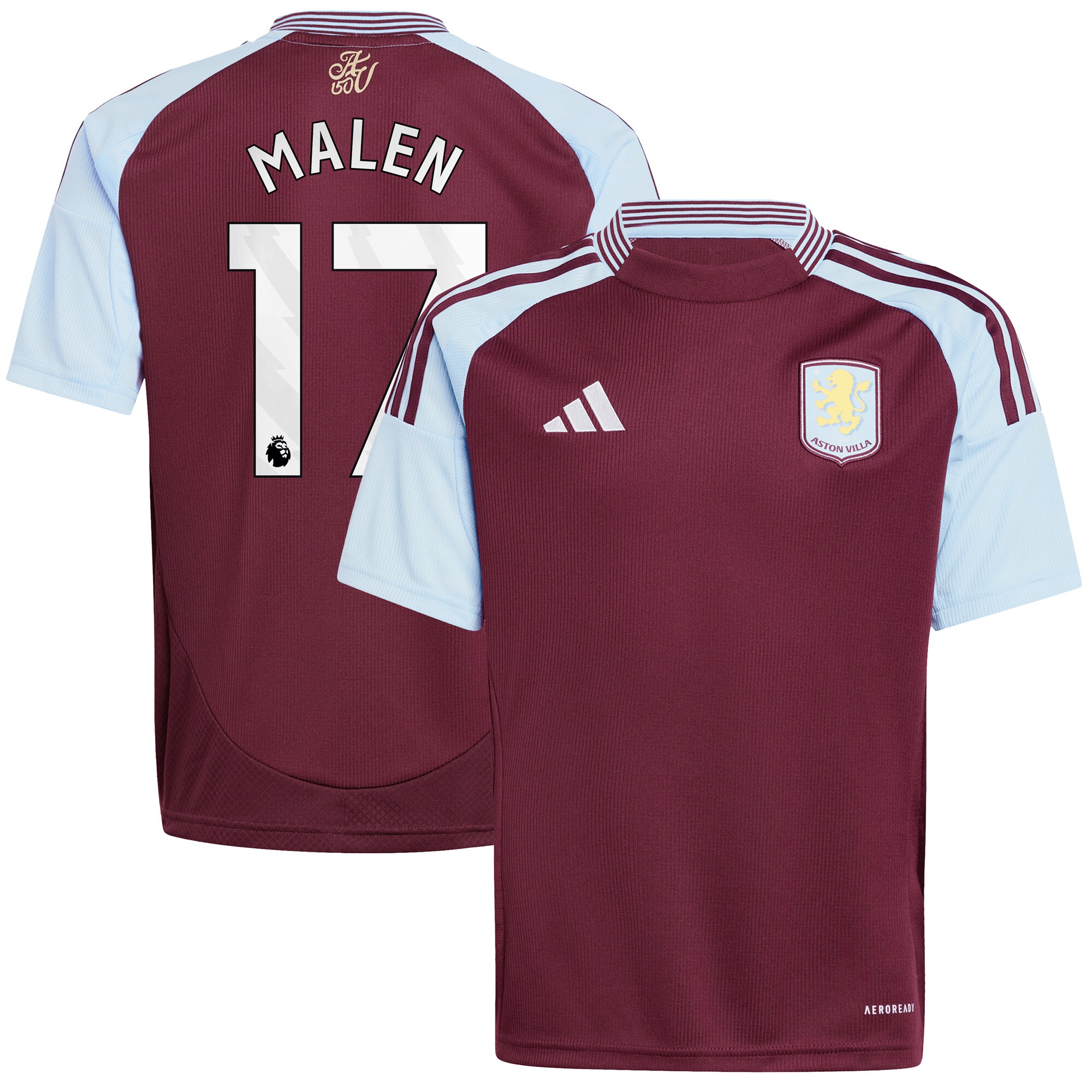 aston villa adidas home shirt 2024-25 – kids with malen 17 printing Collection | Authentic Aston Villa Shirts