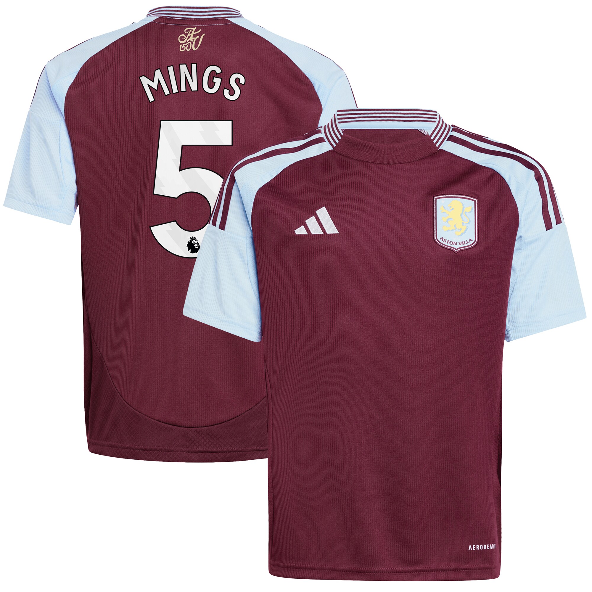 aston villa adidas home shirt 2024-25 – kids with mings 5 printing Collection | Authentic Aston Villa Shirts