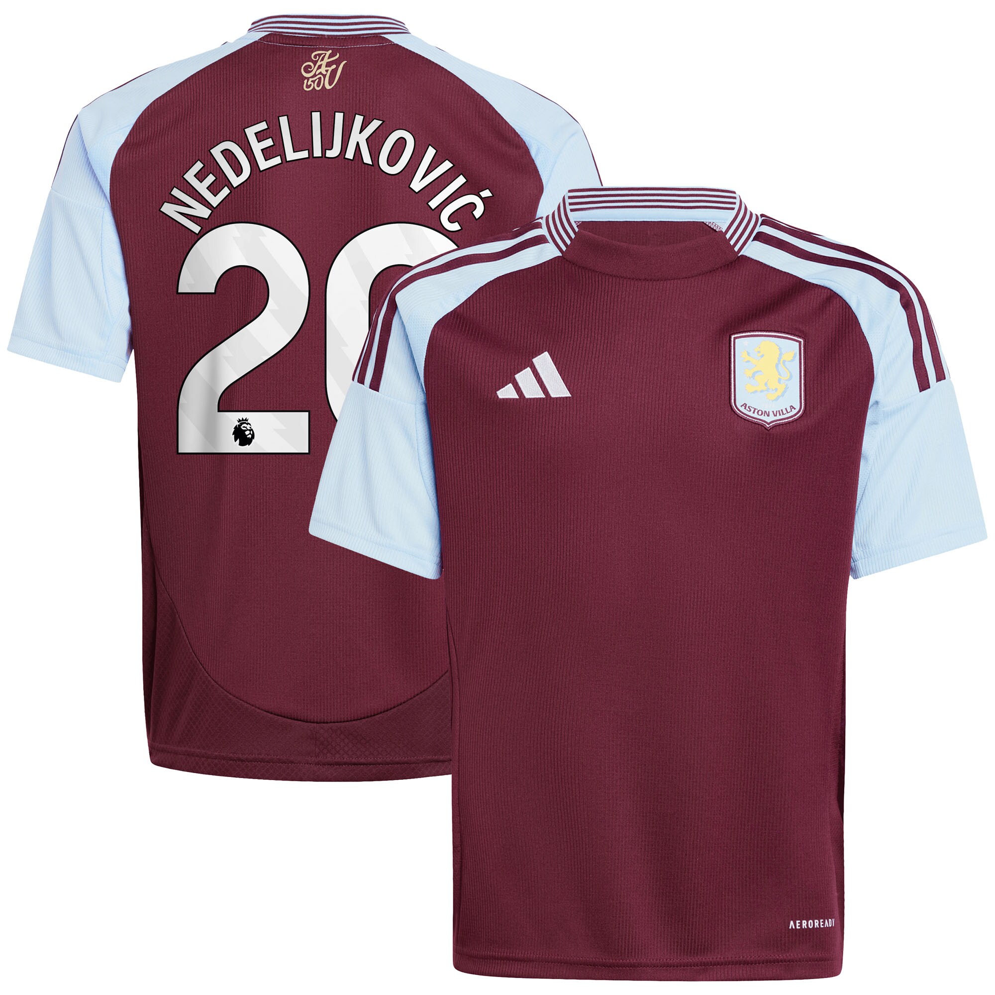 aston villa adidas home shirt 2024-25 – kids with nedeljković 20 printing Collection | Authentic Aston Villa Shirts