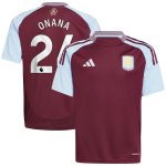 aston villa adidas home shirt 2024-25 – kids with onana 24 printing Collection | Authentic Aston Villa Shirts