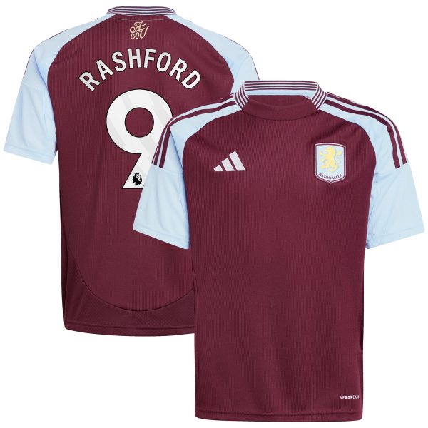 aston villa adidas home shirt 2024-25 – kids with rashford 9 printing Collection | Authentic Aston Villa Shirts