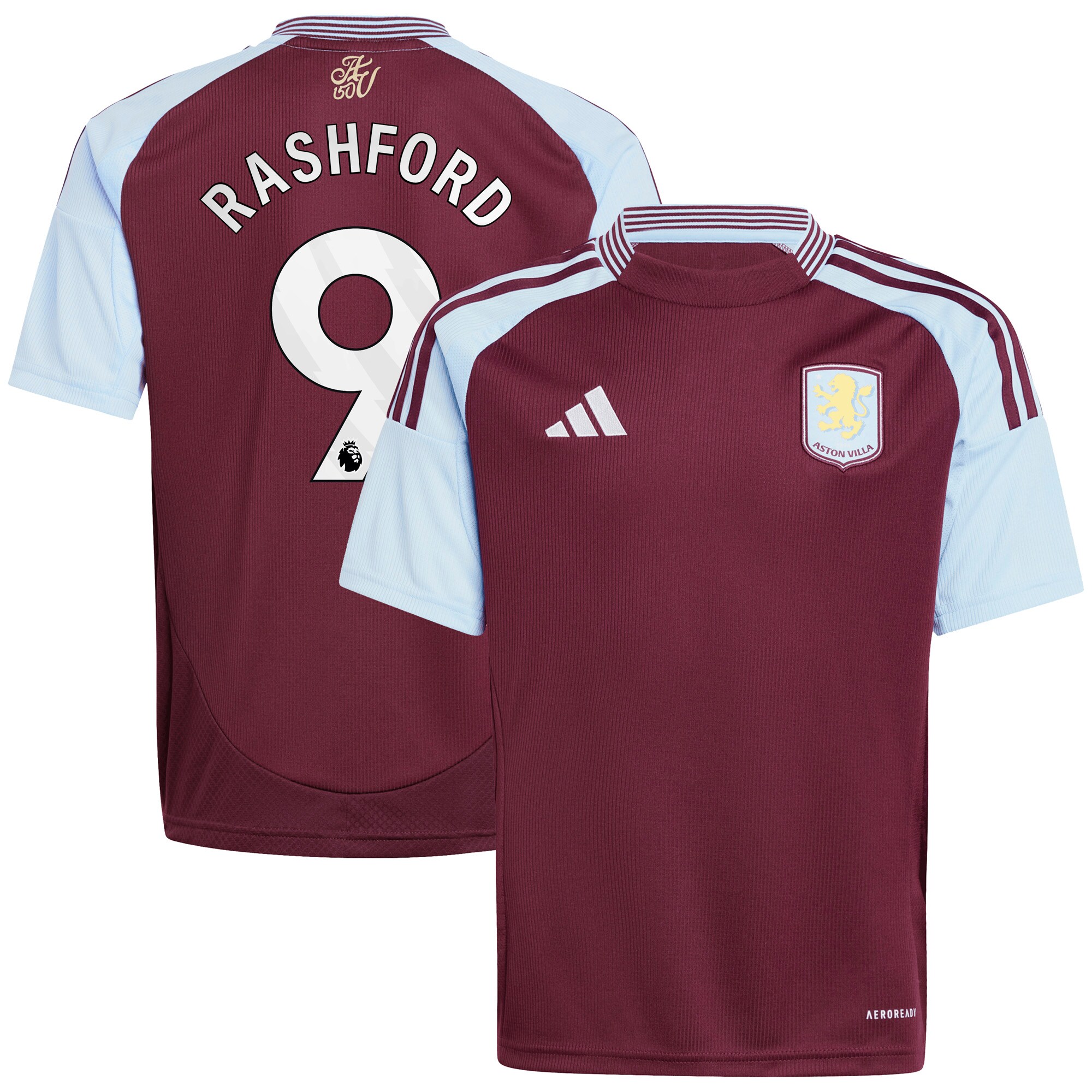aston villa adidas home shirt 2024-25 – kids with rashford 9 printing Collection | Authentic Aston Villa Shirts