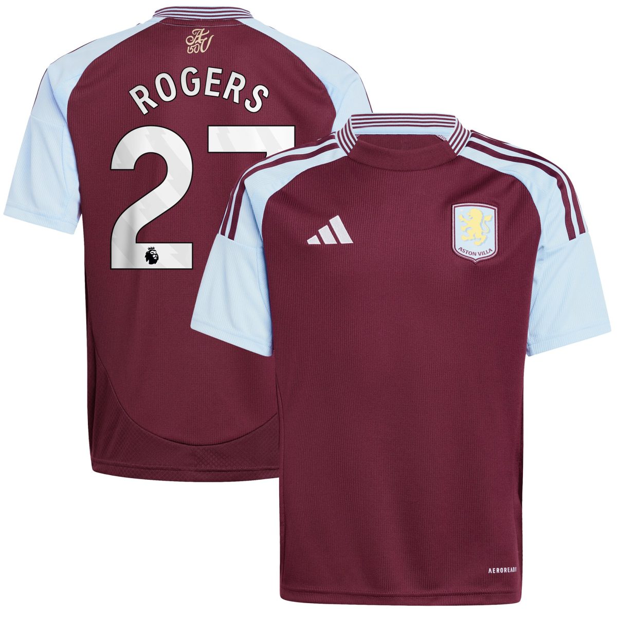 aston villa adidas home shirt 2024-25 – kids with rogers 27 printing Collection | Authentic Aston Villa Shirts