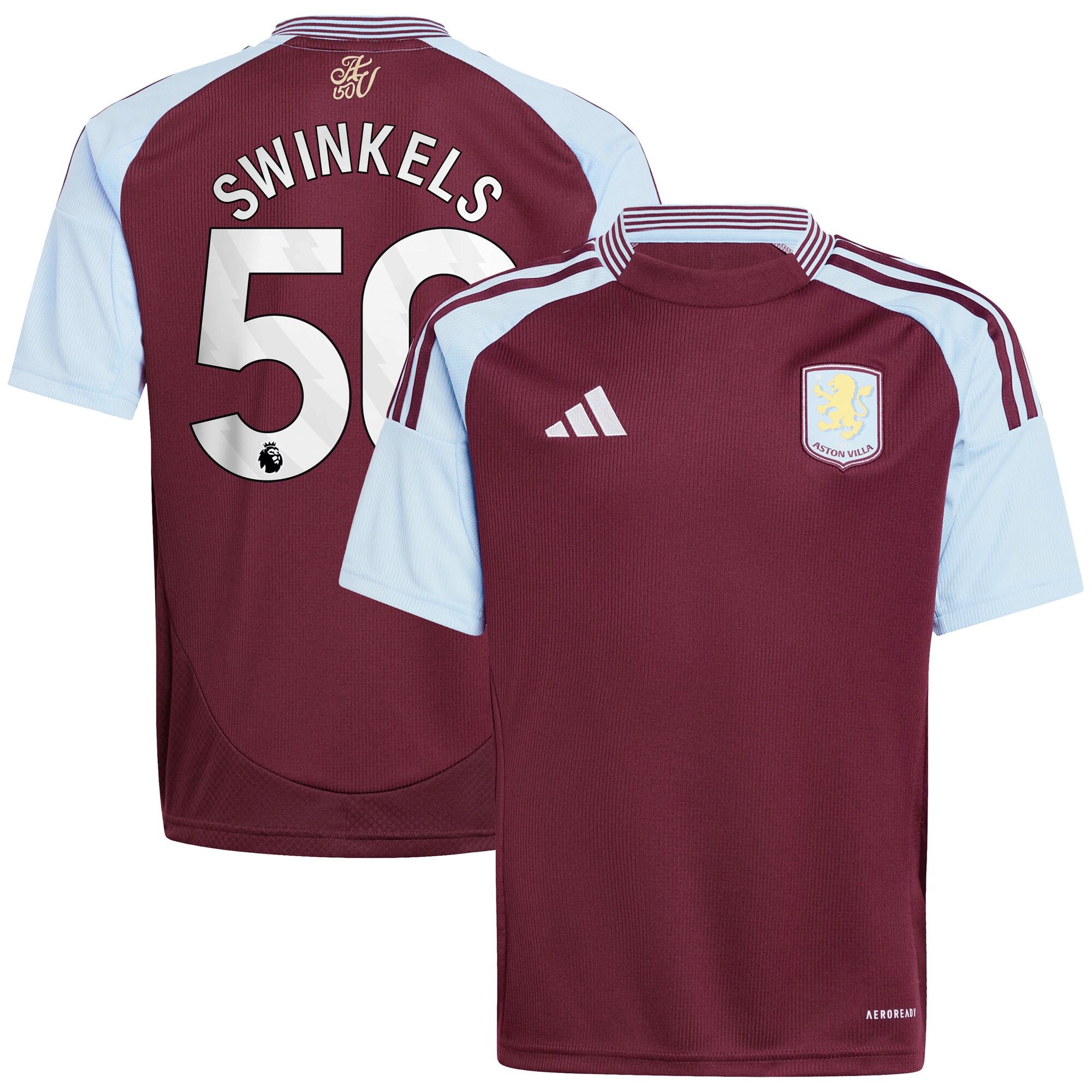 aston villa adidas home shirt 2024-25 – kids with swinkels 50 printing Collection | Authentic Aston Villa Shirts