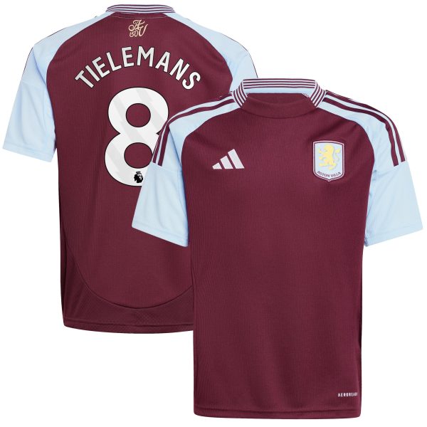 aston villa adidas home shirt 2024-25 – kids with tielemans 8 printing Collection | Authentic Aston Villa Shirts