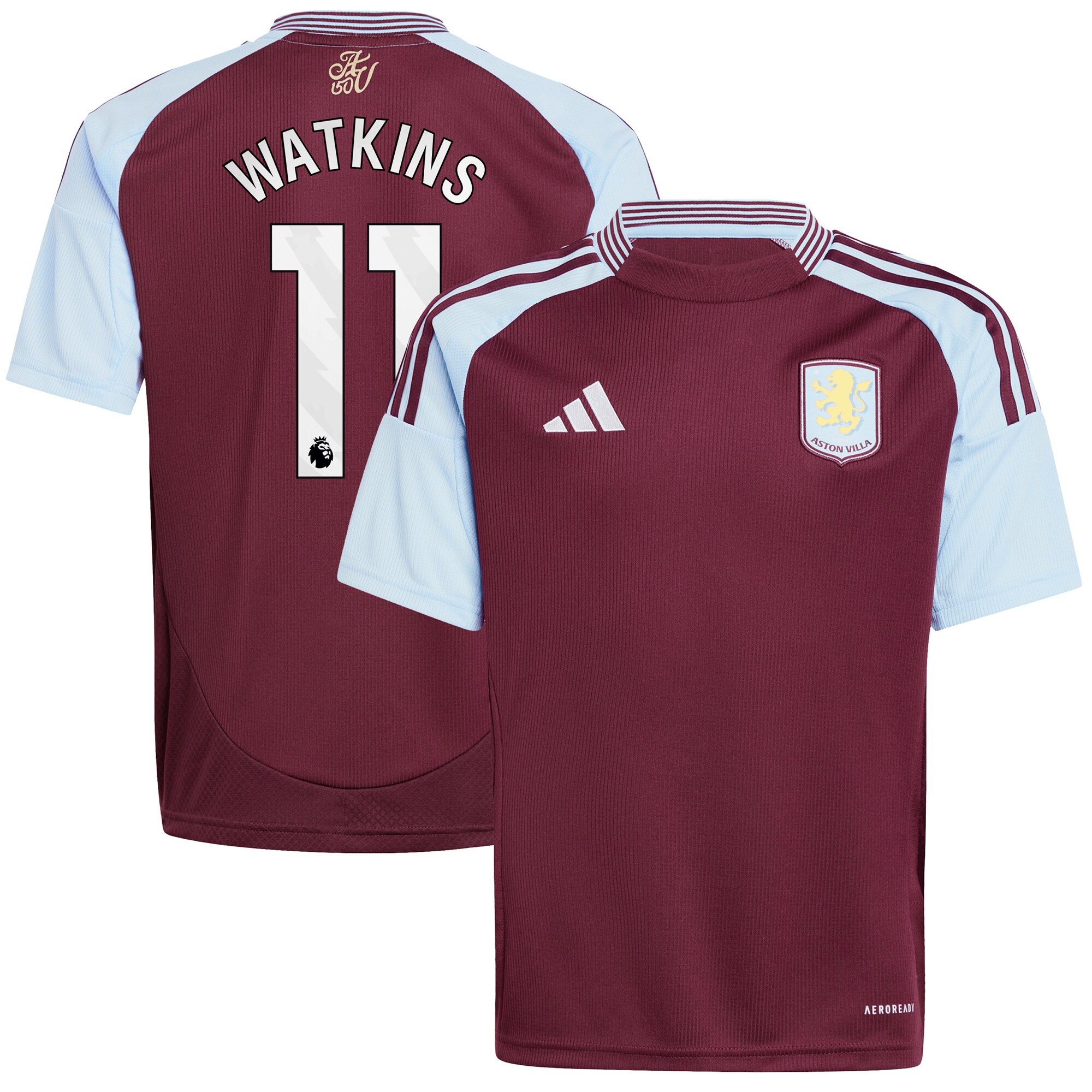 aston villa adidas home shirt 2024-25 – kids with watkins 11 printing Collection | Authentic Aston Villa Shirts