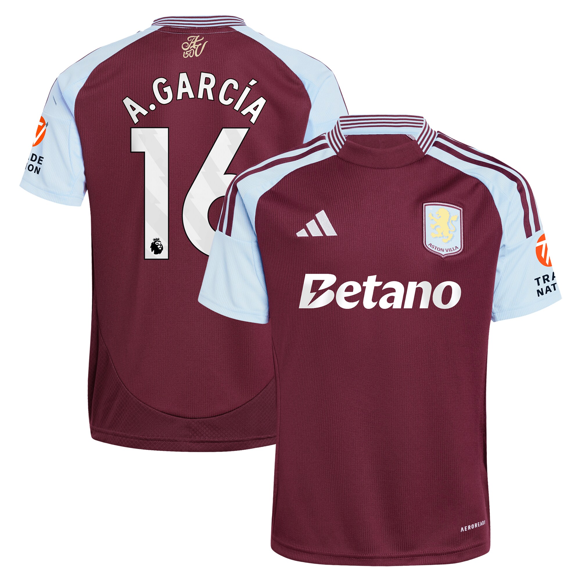 aston villa adidas home shirt 2024-25 with a.garcía 16 printing Collection | Authentic Aston Villa Shirts