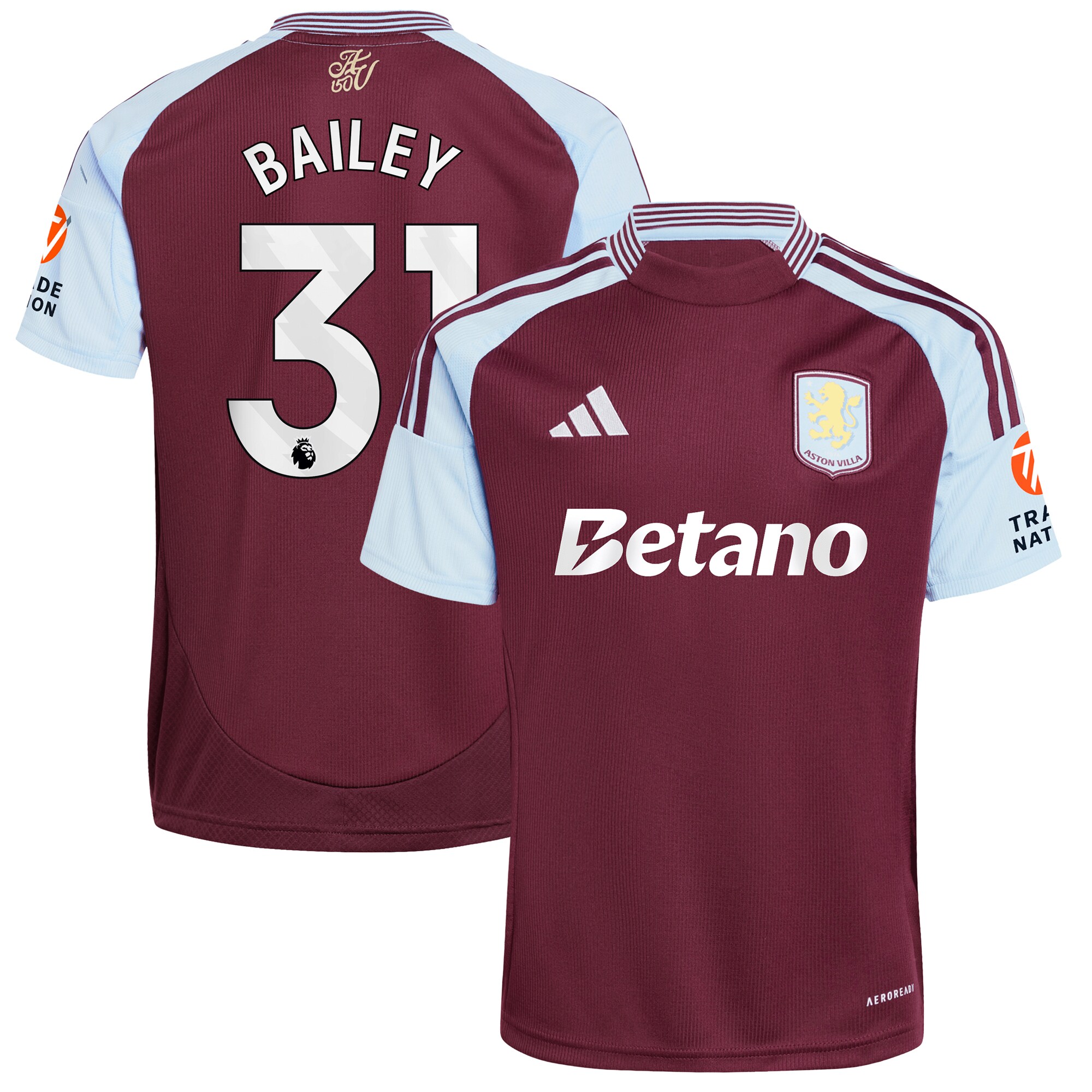 aston villa adidas home shirt 2024-25 with bailey 31 printing Collection | Authentic Aston Villa Shirts