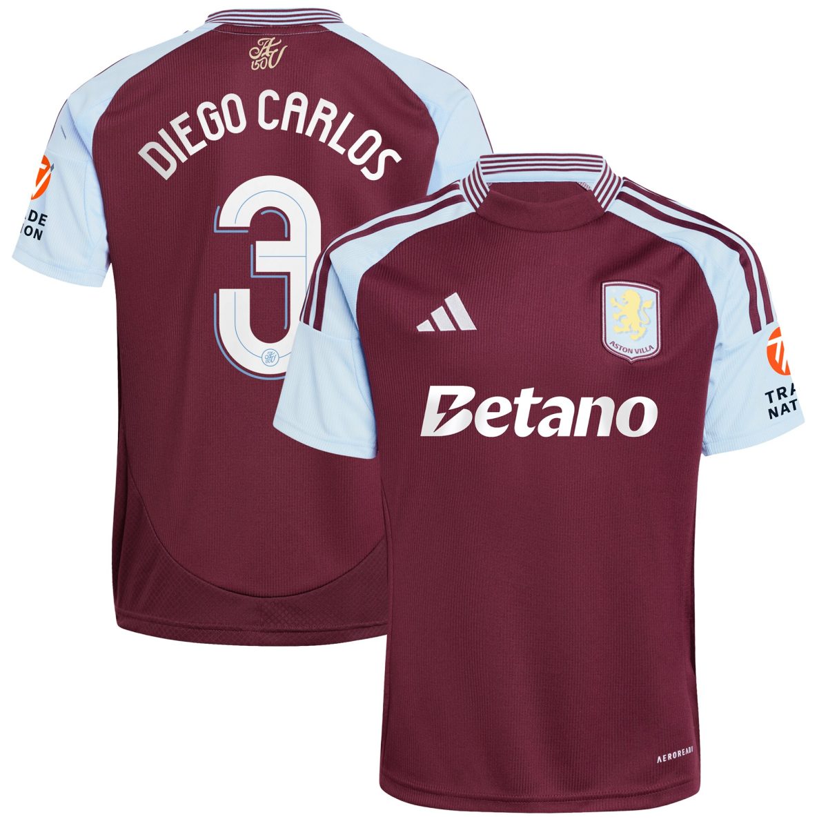 aston villa adidas home shirt 2024-25 with diego carlos 3 cup printing Collection | Authentic Aston Villa Shirts