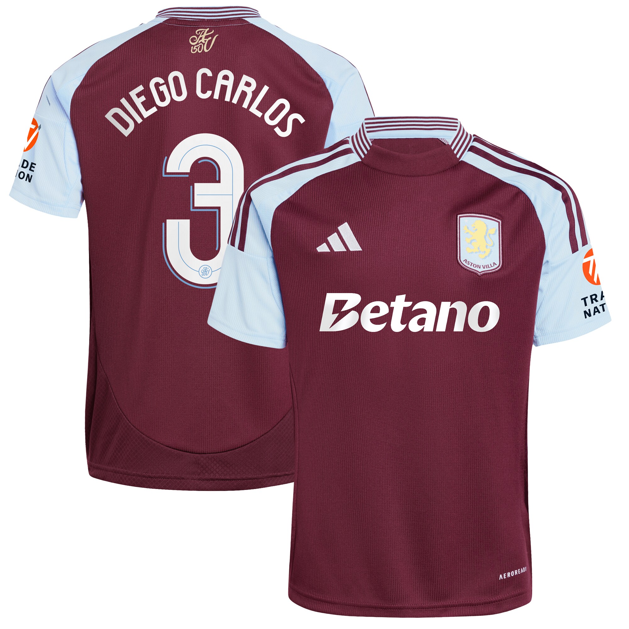 aston villa adidas home shirt 2024-25 with diego carlos 3 cup printing Collection | Authentic Aston Villa Shirts