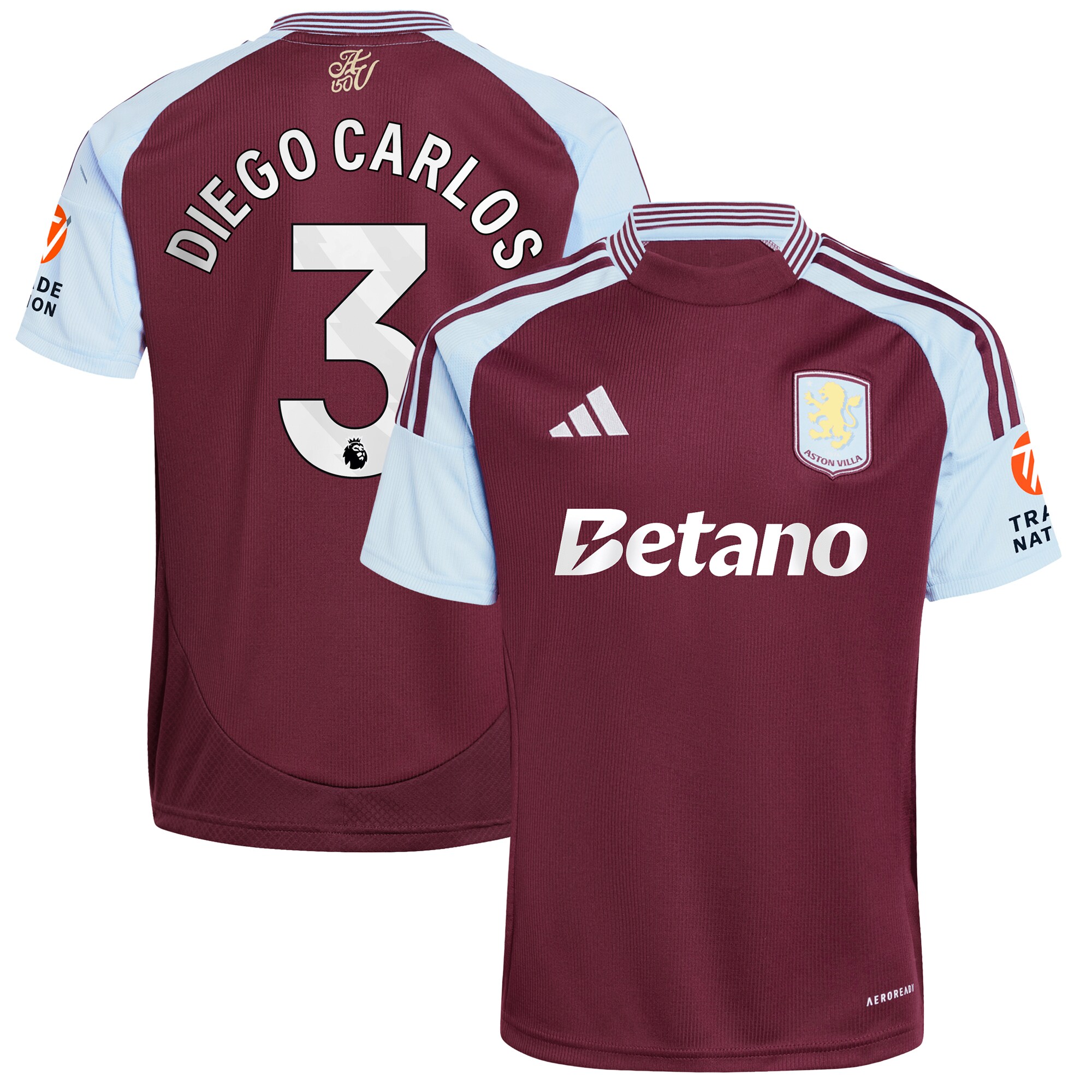 aston villa adidas home shirt 2024-25 with diego carlos 3 printing Collection | Authentic Aston Villa Shirts