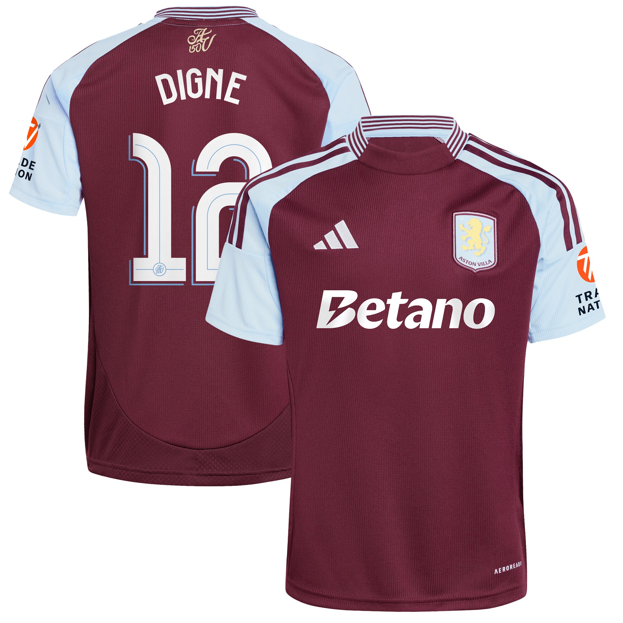 aston villa adidas home shirt 2024-25 with digne 12 cup printing Collection | Authentic Aston Villa Shirts