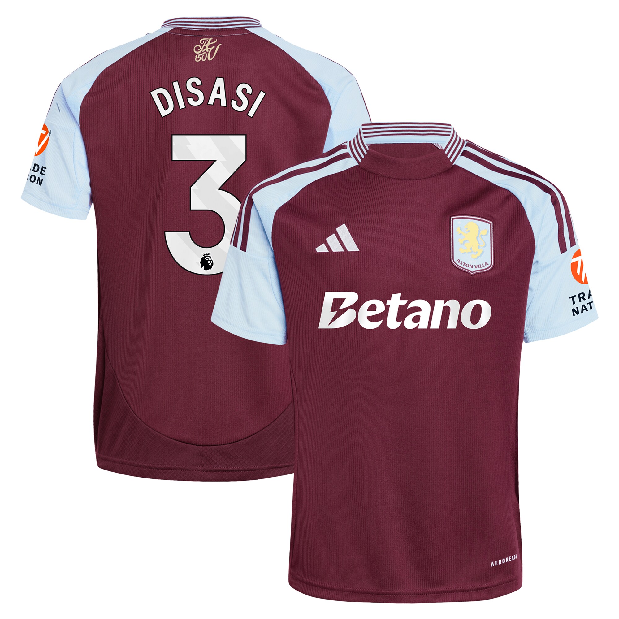 aston villa adidas home shirt 2024-25 with disasi 3 printing Collection | Authentic Aston Villa Shirts