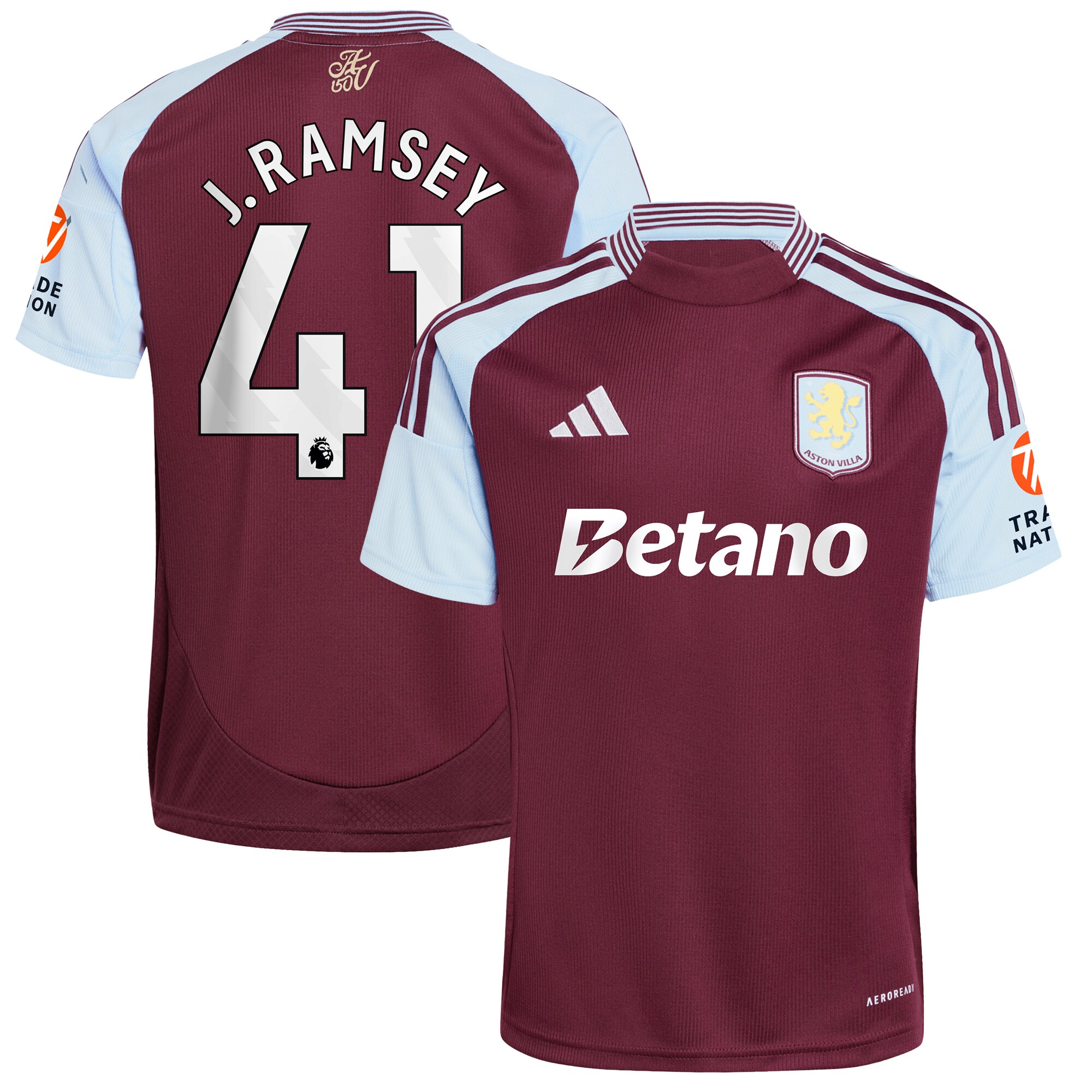 aston villa adidas home shirt 2024-25 with j. ramsey 41 printing Collection | Authentic Aston Villa Shirts