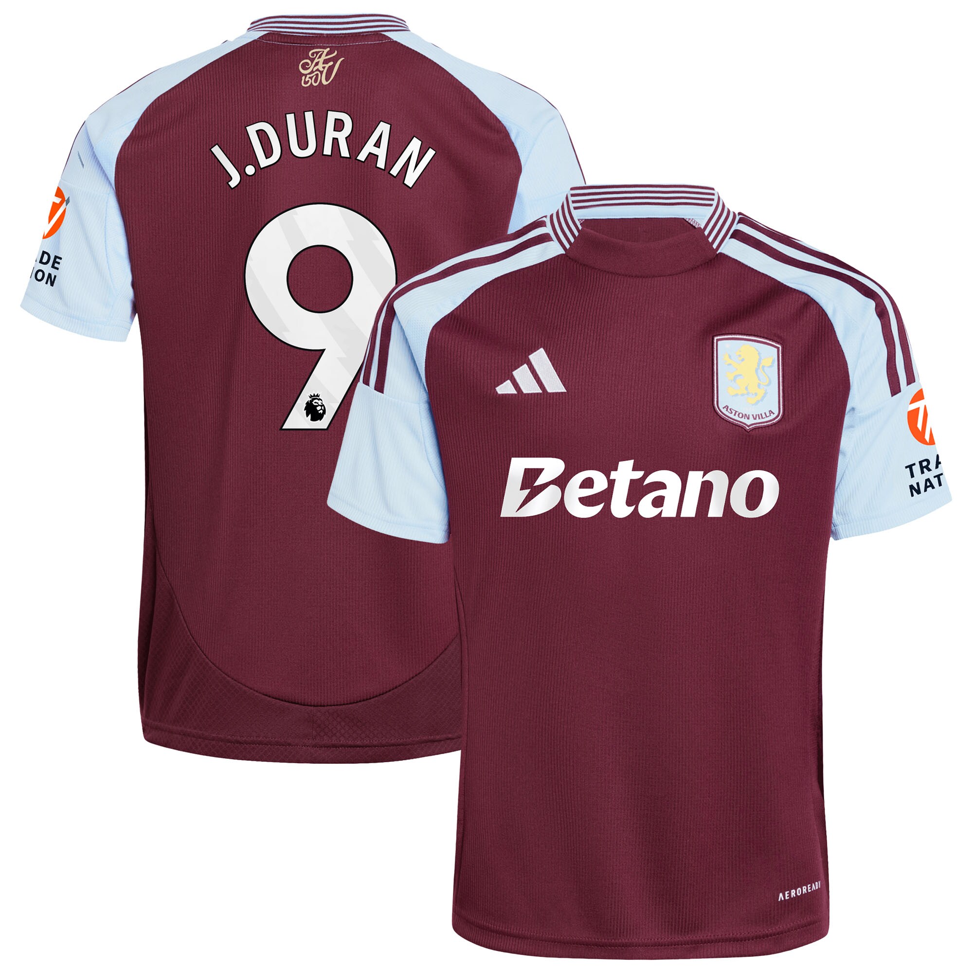 aston villa adidas home shirt 2024-25 with j.duran 9 printing Collection | Authentic Aston Villa Shirts