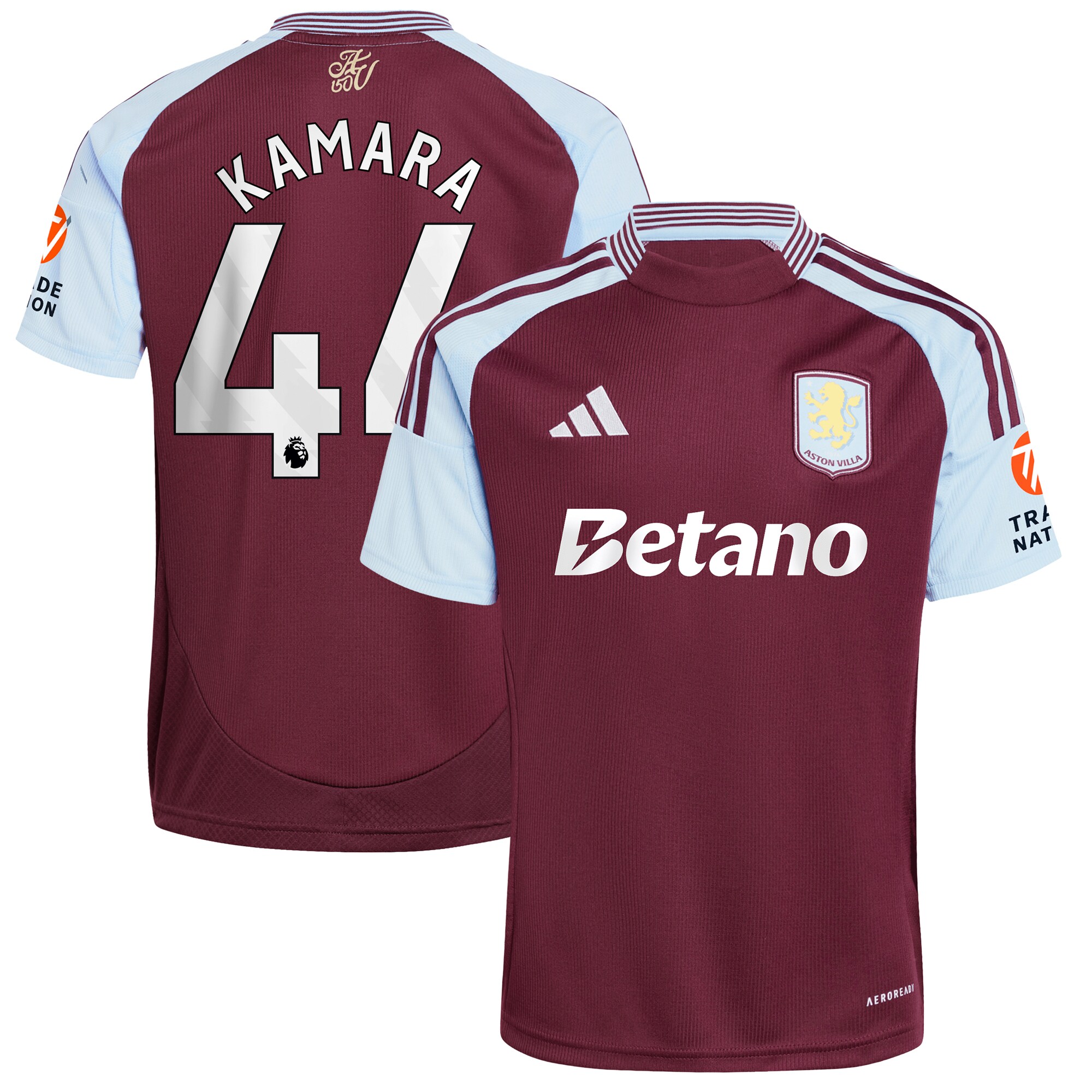 aston villa adidas home shirt 2024-25 with kamara 44 printing Collection | Authentic Aston Villa Shirts