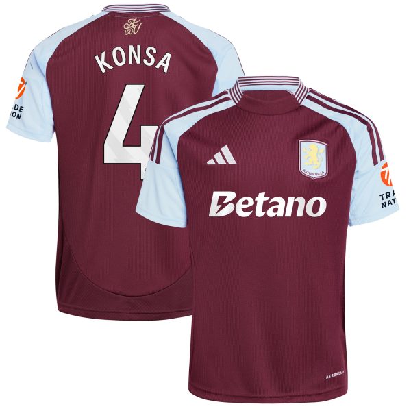 aston villa adidas home shirt 2024-25 with konsa 4 printing Collection | Authentic Aston Villa Shirts