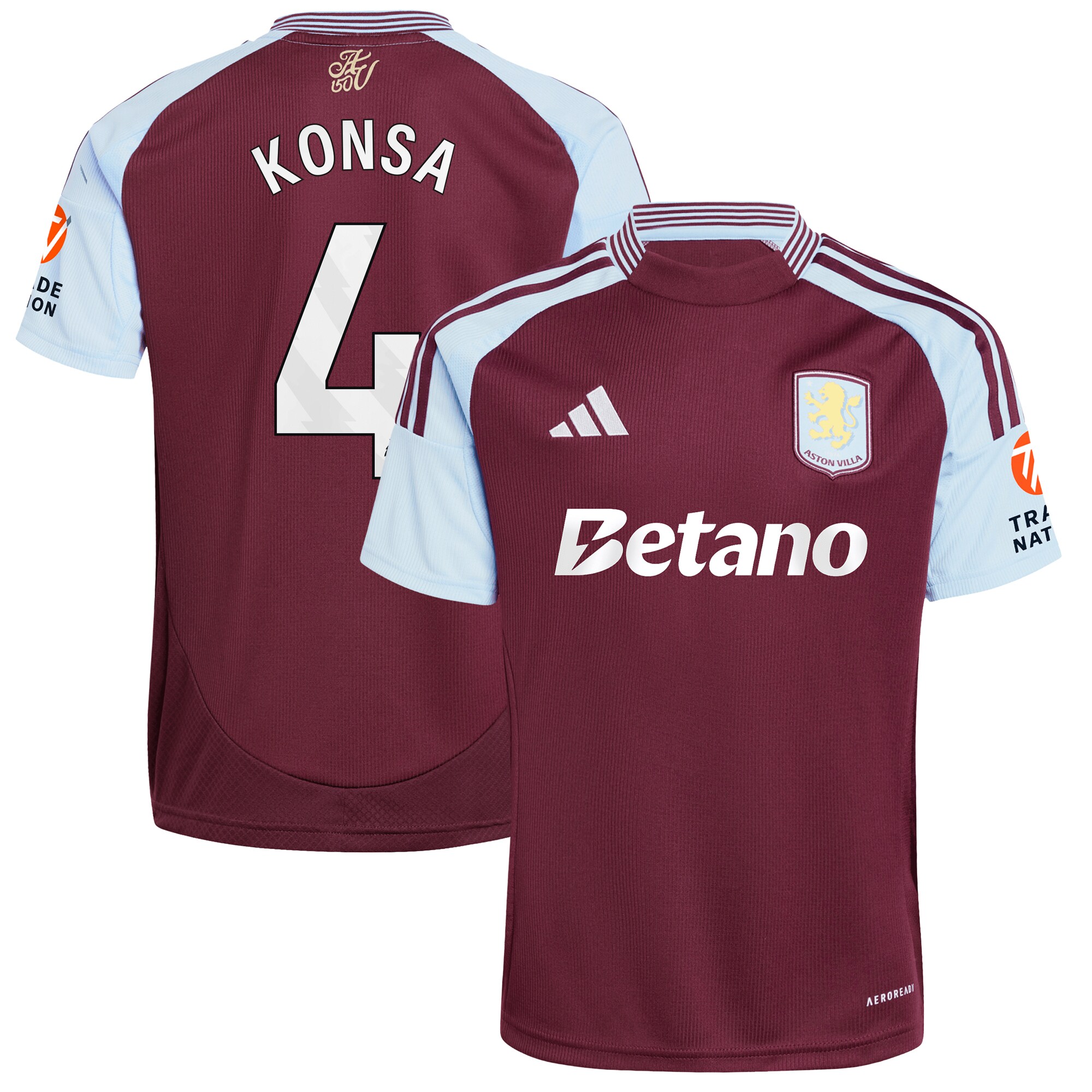 aston villa adidas home shirt 2024-25 with konsa 4 printing Collection | Authentic Aston Villa Shirts