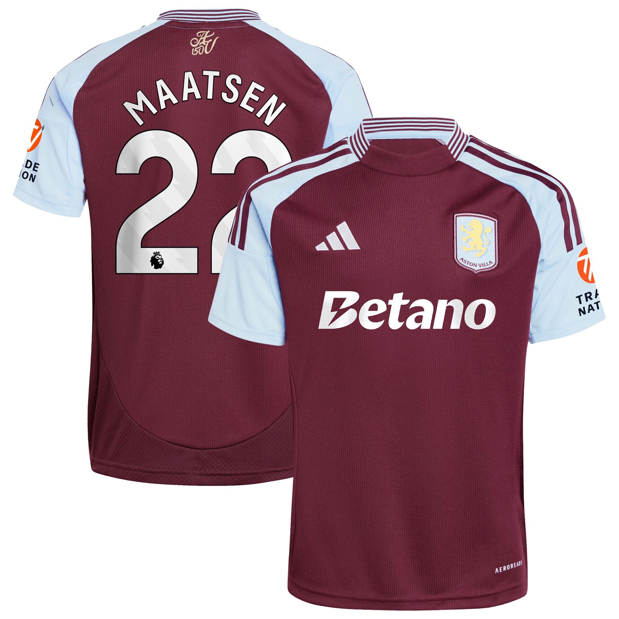 aston villa adidas home shirt 2024-25 with maatsen 22 printing Collection | Authentic Aston Villa Shirts