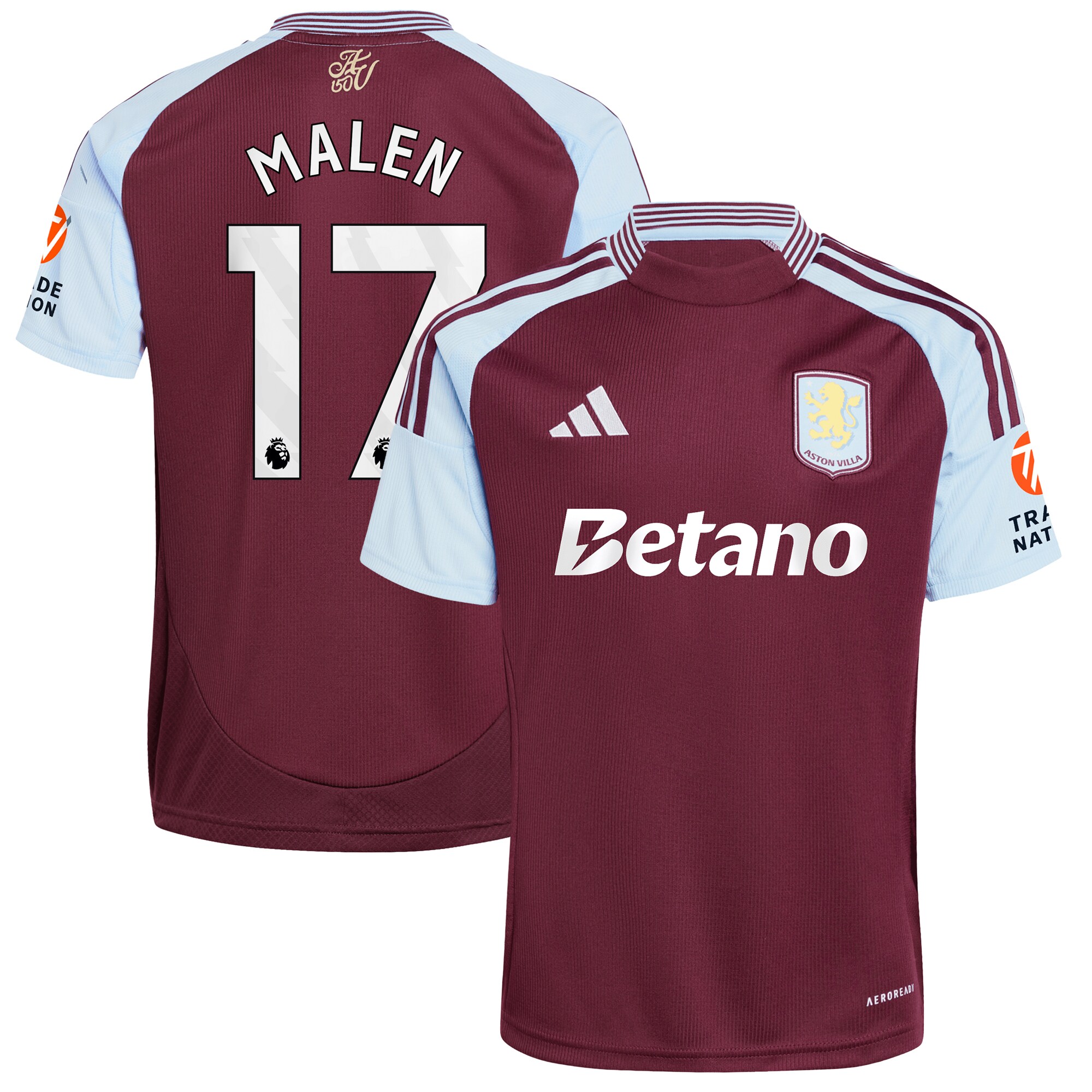 aston villa adidas home shirt 2024-25 with malen 17 printing Collection | Authentic Aston Villa Shirts