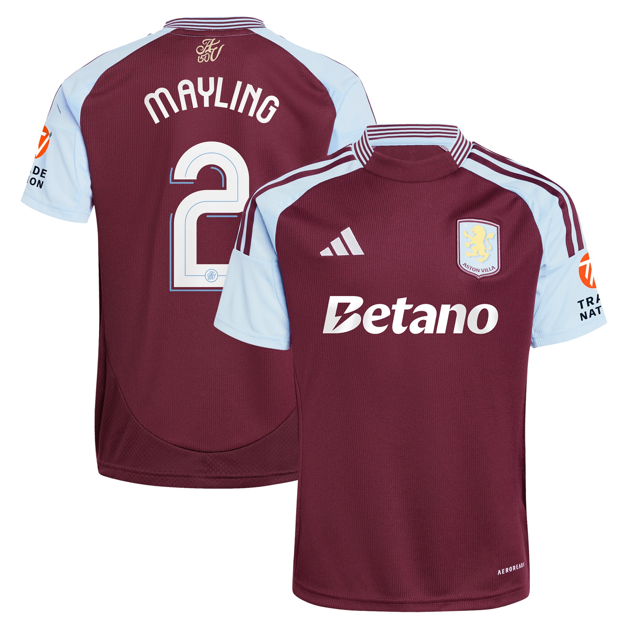 aston villa adidas home shirt 2024-25 with mayling 2 cup printing Collection | Authentic Aston Villa Shirts