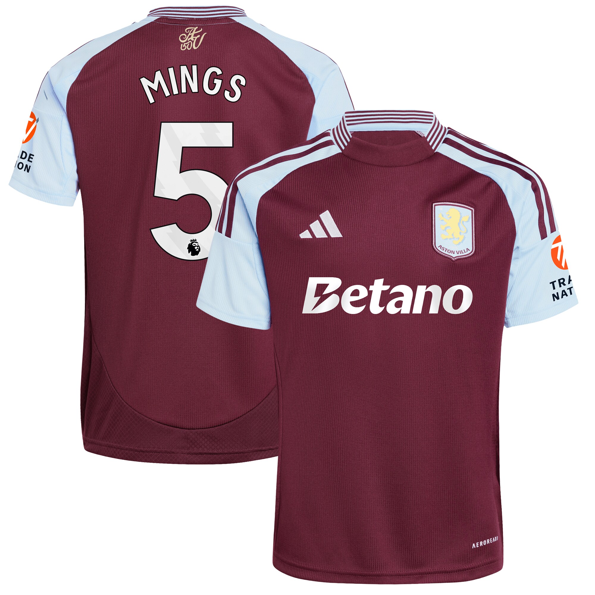 aston villa adidas home shirt 2024-25 with mings 5 printing Collection | Authentic Aston Villa Shirts