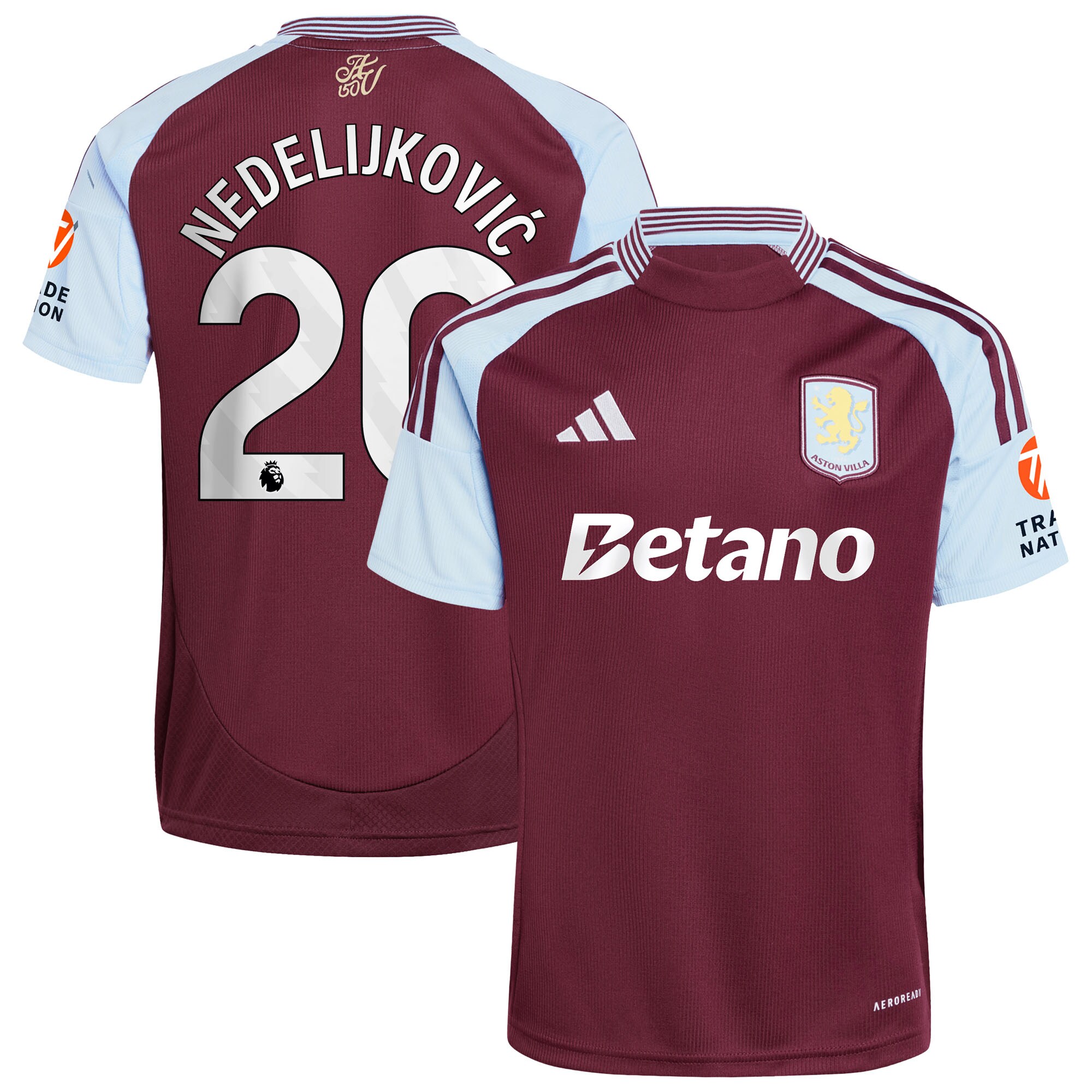 aston villa adidas home shirt 2024-25 with nedeljković 20 printing Collection | Authentic Aston Villa Shirts