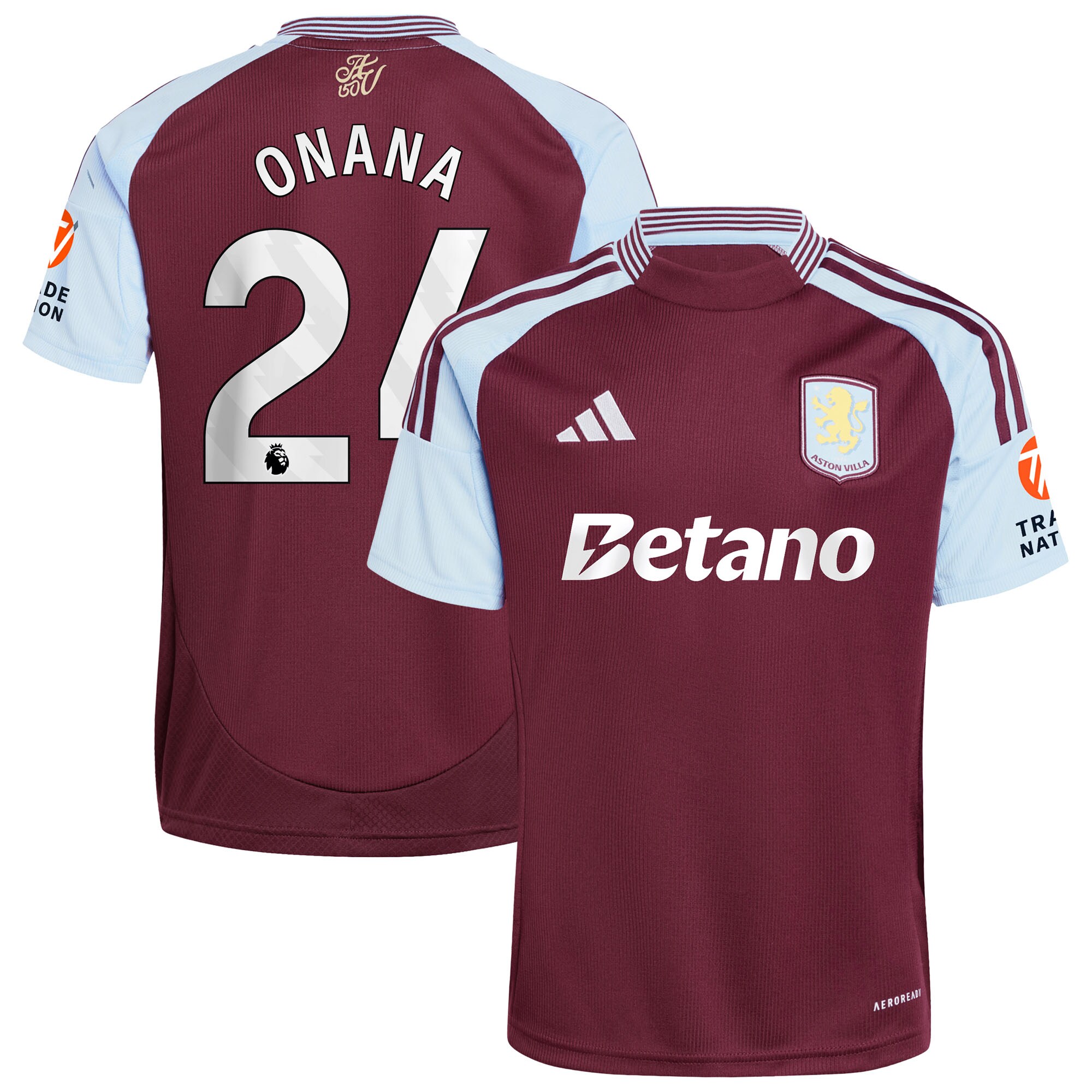 aston villa adidas home shirt 2024-25 with onana 24 printing Collection | Authentic Aston Villa Shirts