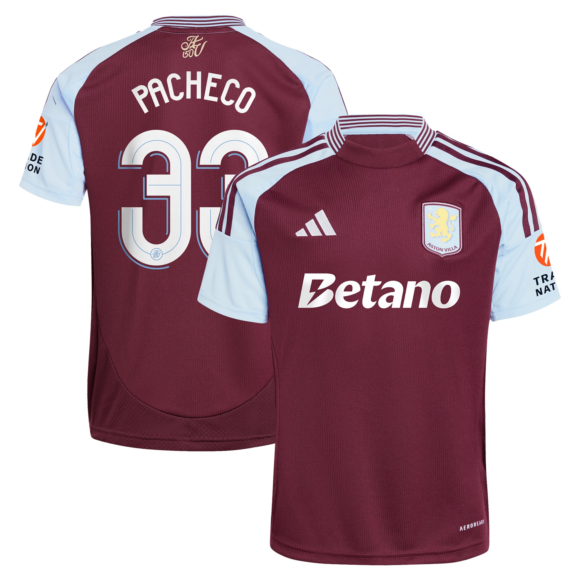 aston villa adidas home shirt 2024-25 with pacheco 33 cup printing Collection | Authentic Aston Villa Shirts