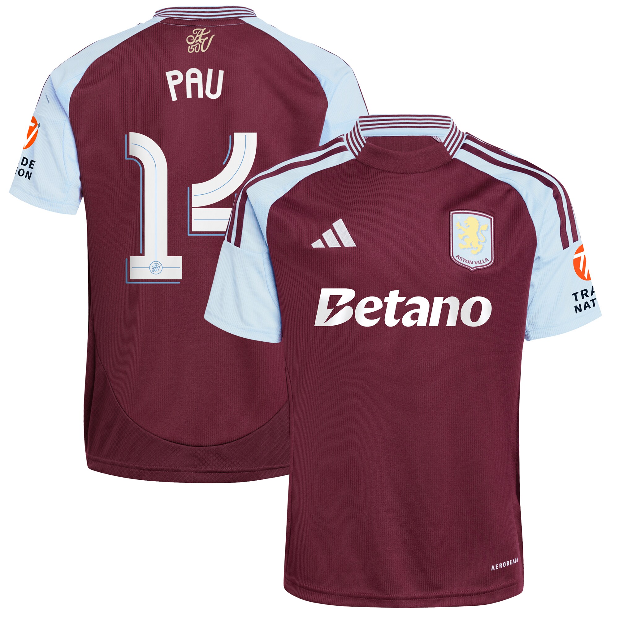 aston villa adidas home shirt 2024-25 with pau 14 cup printing Collection | Authentic Aston Villa Shirts