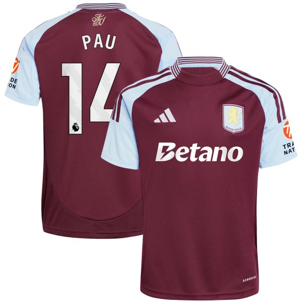 aston villa adidas home shirt 2024-25 with pau 14 printing Collection | Authentic Aston Villa Shirts