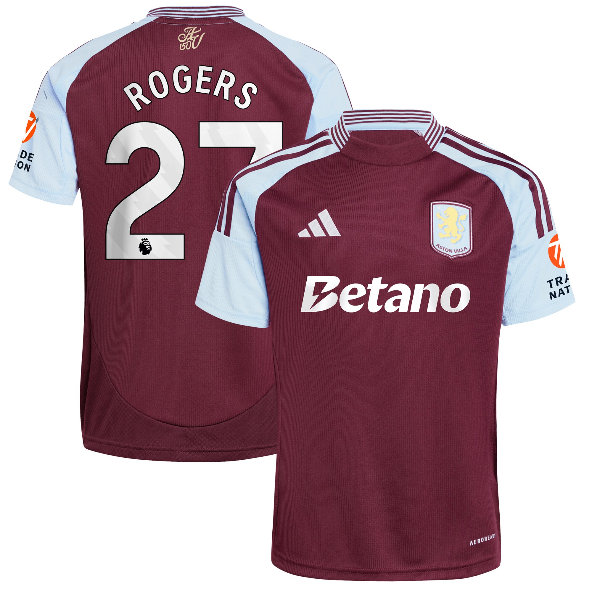 aston villa adidas home shirt 2024-25 with rogers 27 printing Collection | Authentic Aston Villa Shirts