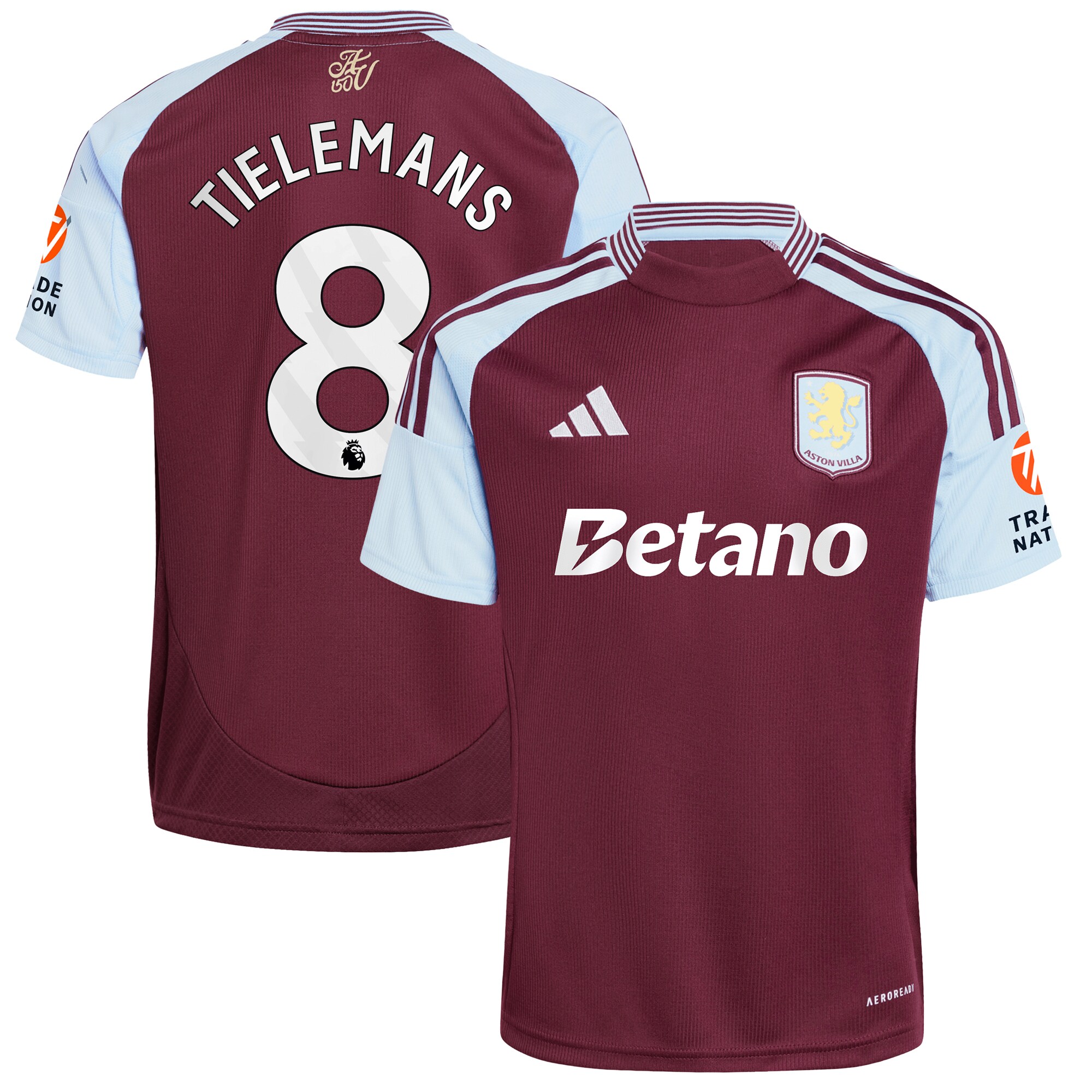 aston villa adidas home shirt 2024-25 with tielemans 8 printing Collection | Authentic Aston Villa Shirts