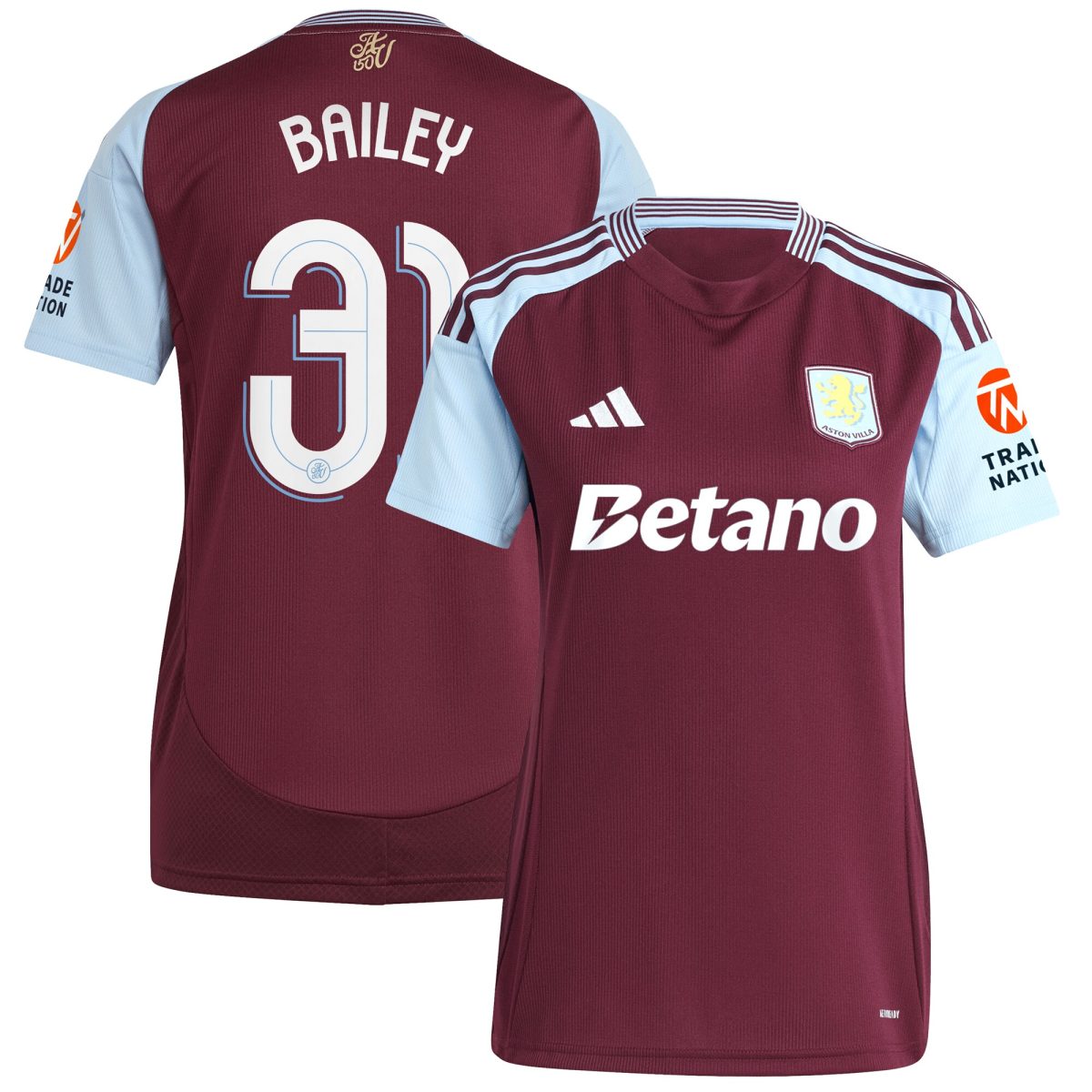 aston villa adidas home shirt 2024-25 – womens with bailey 31 cup printing Collection | Authentic Aston Villa Shirts