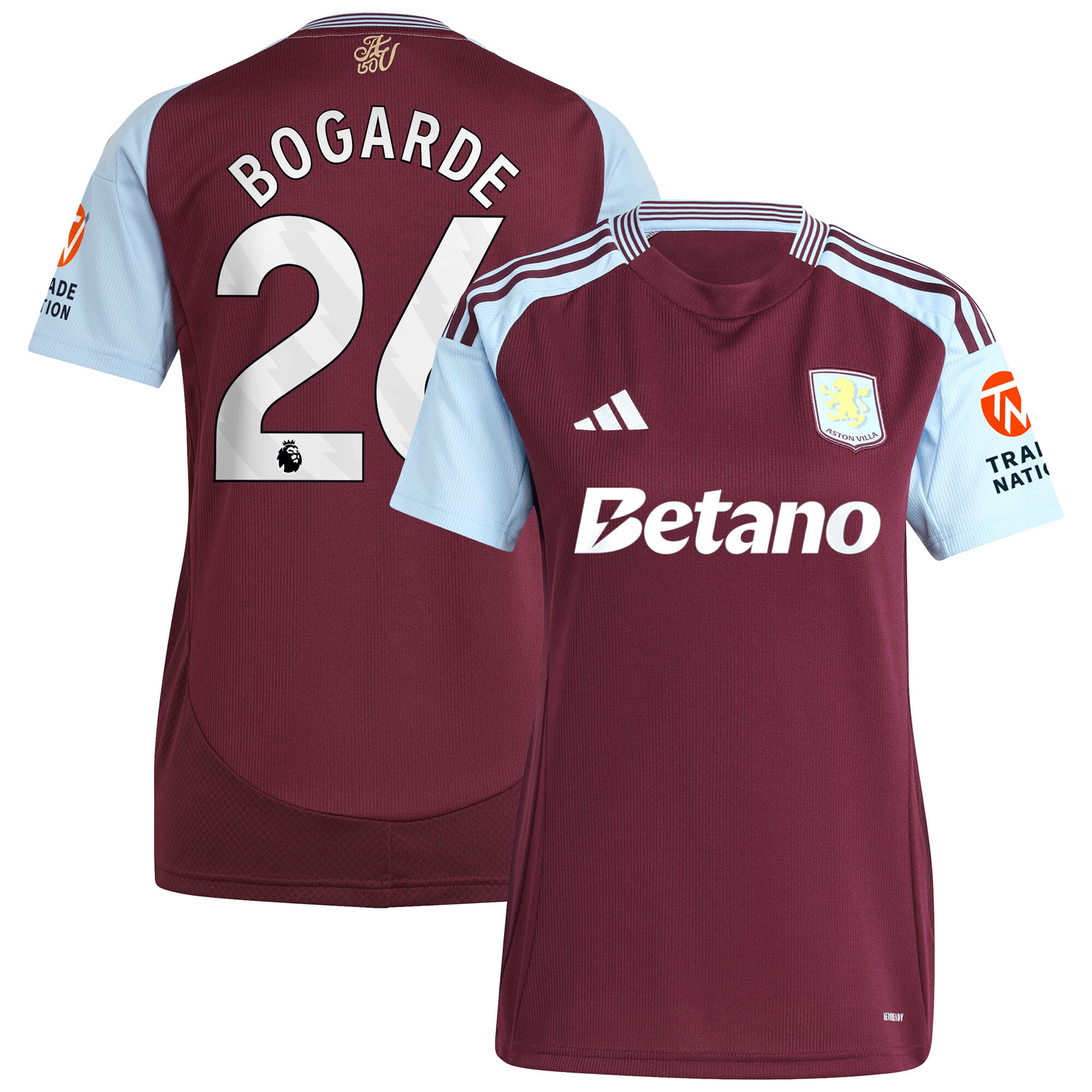 aston villa adidas home shirt 2024-25 – womens with bogarde 26 printing Collection | Authentic Aston Villa Shirts