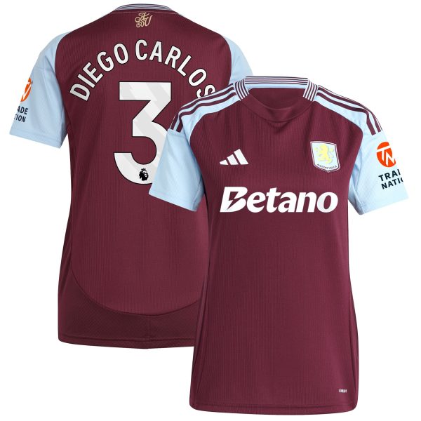 aston villa adidas home shirt 2024-25 – womens with diego carlos 3 printing Collection | Authentic Aston Villa Shirts