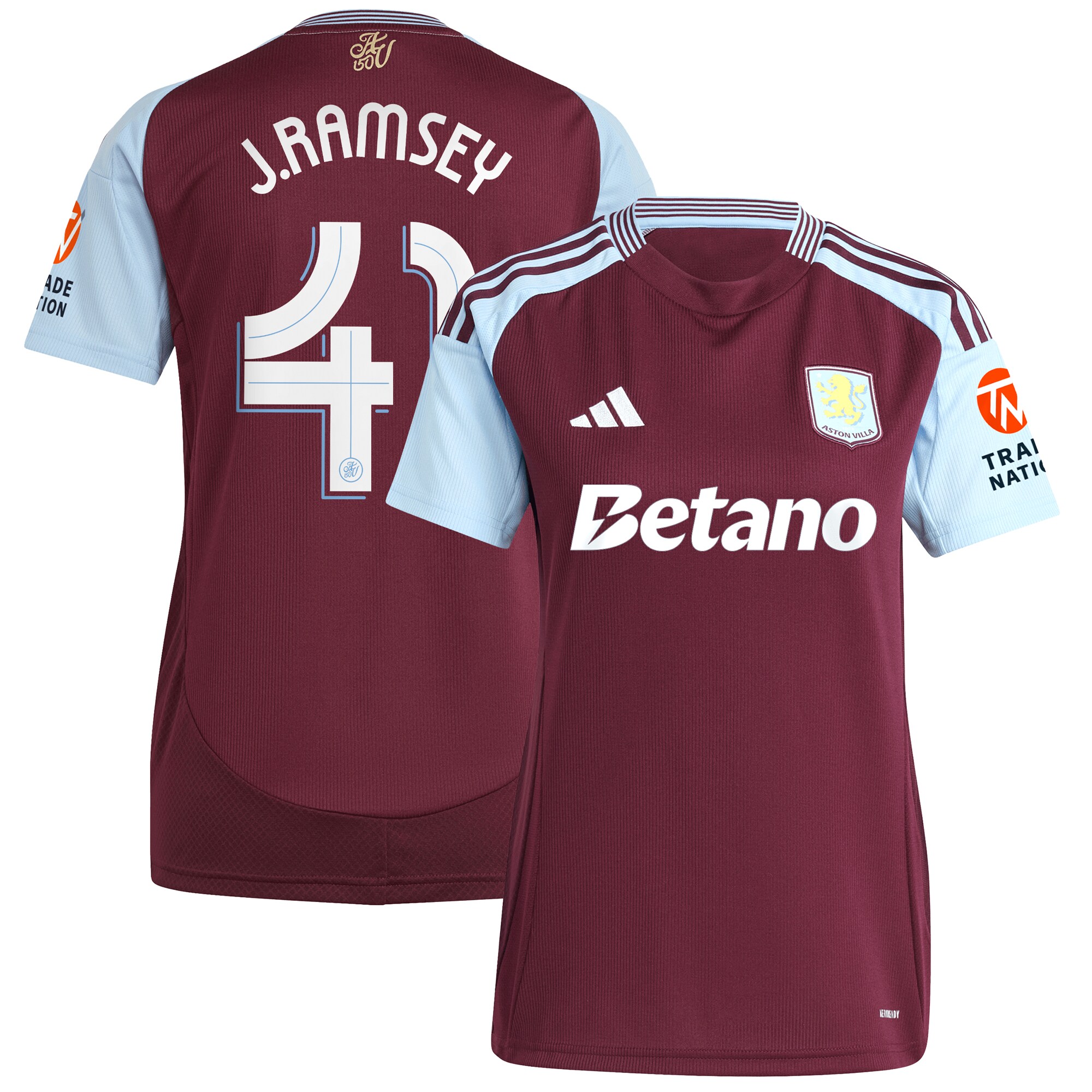 aston villa adidas home shirt 2024-25 – womens with j. ramsey 41 cup printing Collection | Authentic Aston Villa Shirts