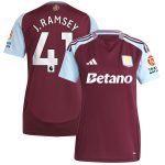 aston villa adidas home shirt 2024-25 – womens with j. ramsey 41 printing Collection | Authentic Aston Villa Shirts