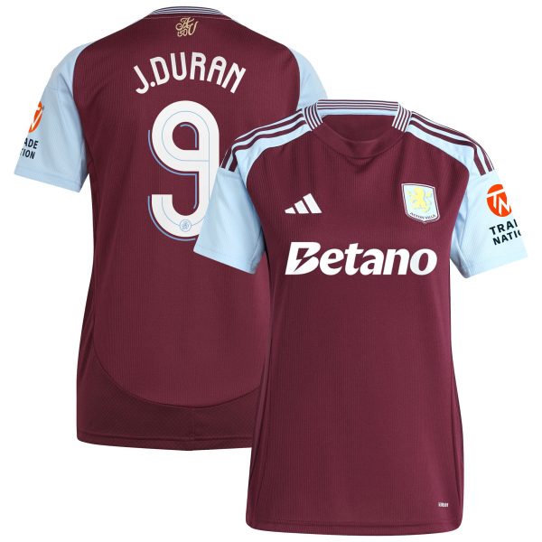 aston villa adidas home shirt 2024-25 – womens with j.duran 9 cup printing Collection | Authentic Aston Villa Shirts