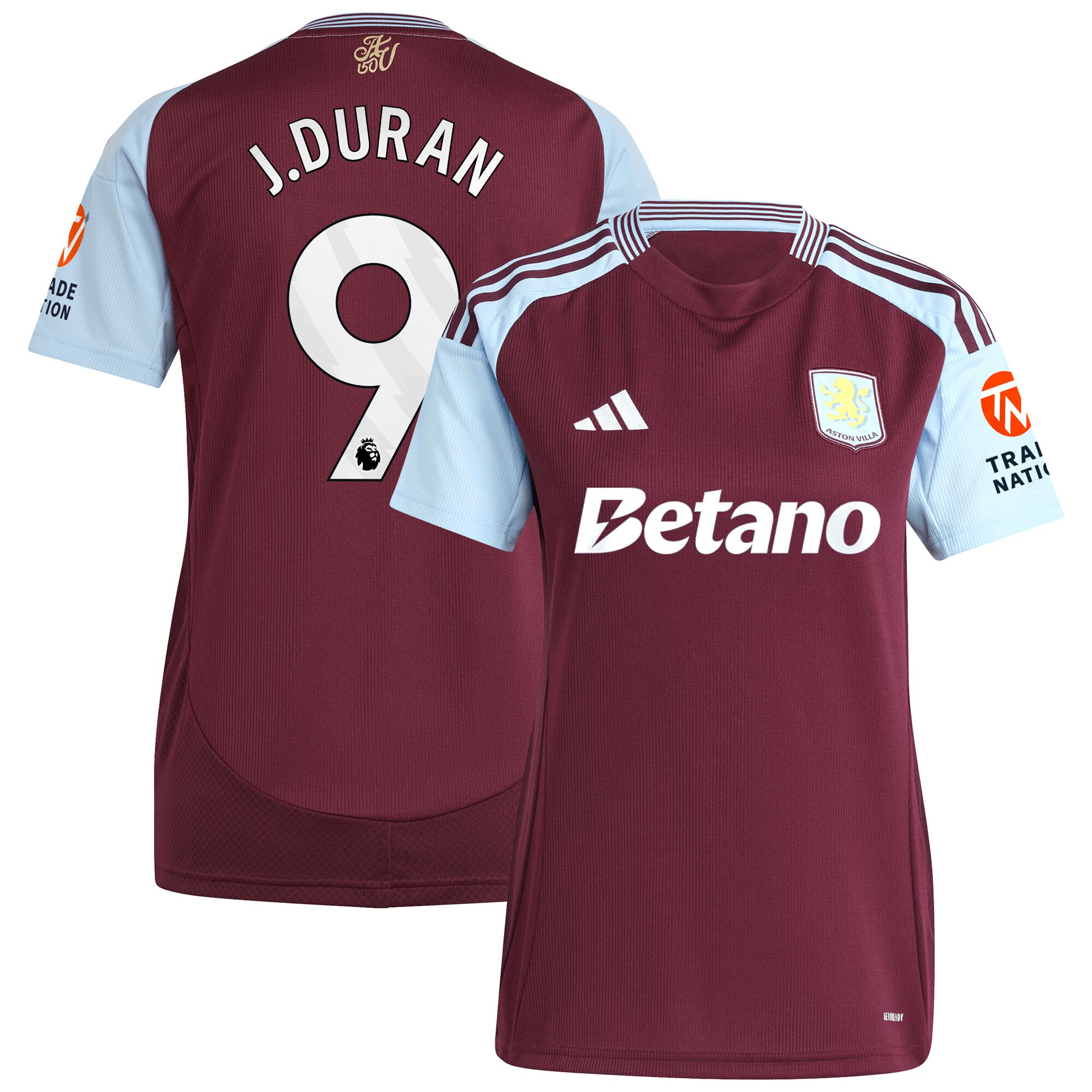 aston villa adidas home shirt 2024-25 – womens with j.duran 9 printing Collection | Authentic Aston Villa Shirts