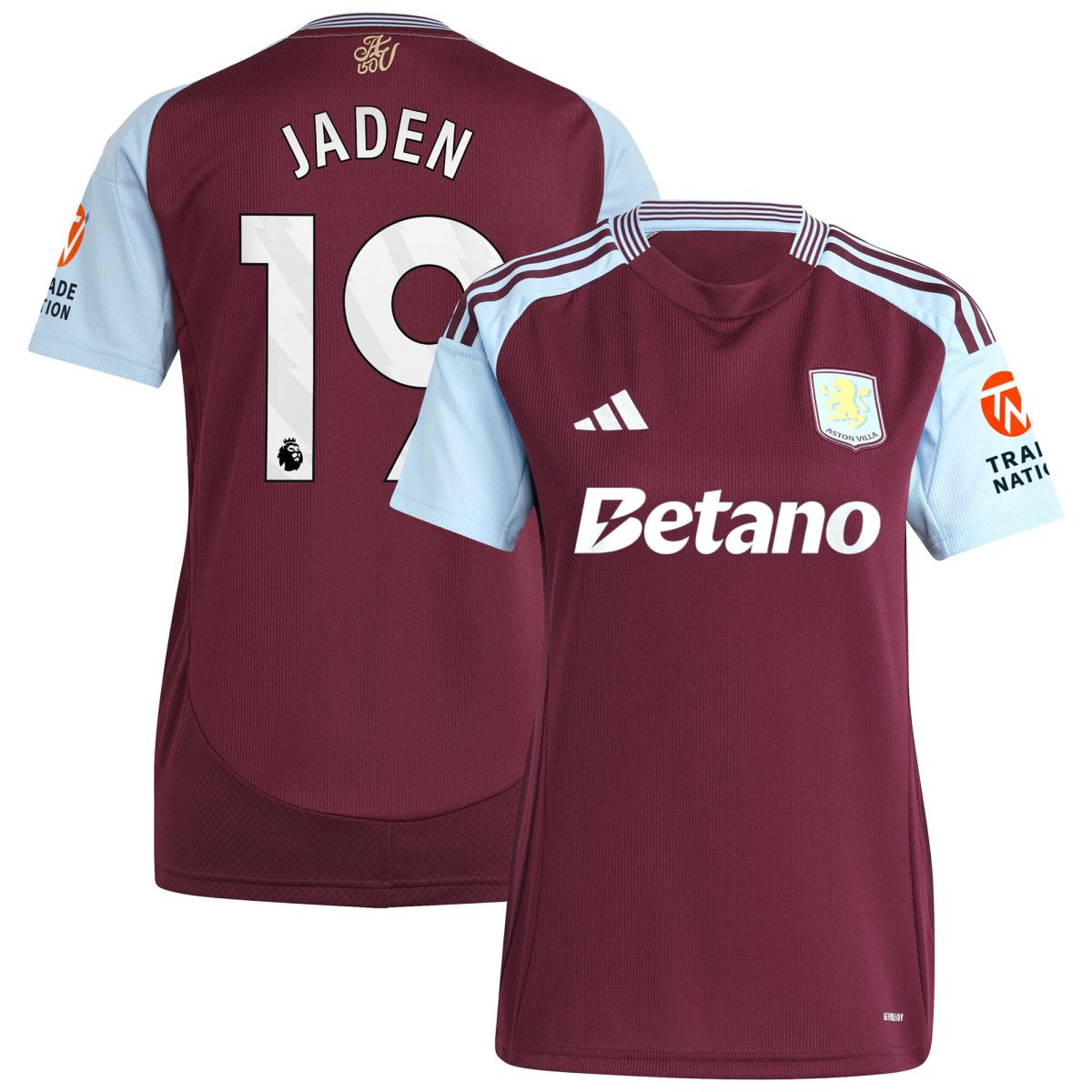 aston villa adidas home shirt 2024-25 – womens with jaden 19 printing Collection | Authentic Aston Villa Shirts
