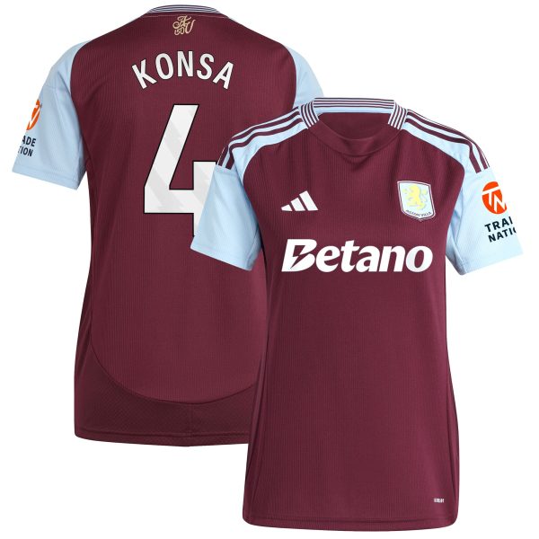 aston villa adidas home shirt 2024-25 – womens with konsa 4 printing Collection | Authentic Aston Villa Shirts